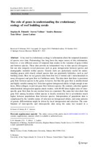 Evol Ecol[removed]:317–335 DOI[removed]s10682[removed]ORIGINAL PAPER The role of genes in understanding the evolutionary ecology of reef building corals