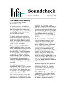 Soundcheck Volume V Number 6 July/August[removed]NMPA Annual Meeting