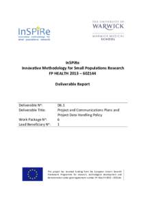 InSPiRe Innovative Methodology for Small Populations Research FP HEALTH 2013 – Deliverable Report  Deliverable No: