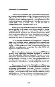 News and Announcements Conference announcement: 24th Annual National Association for Developmental Education (NADE) Conference, March 15-19,2000 in Beloxi, Mississippi. Conference Theme 