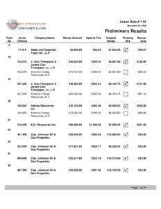 Lease Sale #110 November 02, 2006 Preliminary Results Tract No