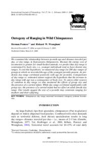 CInternational Journal of Primatology, Vol. 27, No. 1, February 2006 ( DOI: s10764Ontogeny of Ranging in Wild Chimpanzees Herman Pontzer1,2 and Richard W. Wrangham1