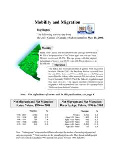 Mobility and Migration Highlights The following statistics are from the 2001 Census of Canada which occurred on May 15, [removed]Mobility