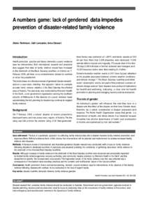 Perspectives  Climate change and skin cancer prevention in Australia A numbers game: lack of gendered data impedes prevention of disaster-related family violence