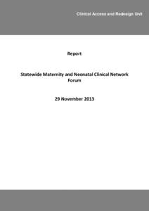 Statewide Maternity and Neonatal Clinical Network Forum Report - 29 November 2013 | Clinical Access and Redesign Unit