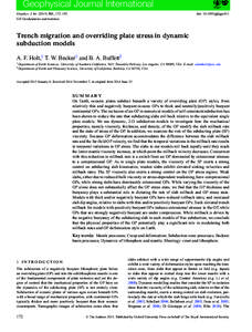 Geophysical Journal International Geophys. J. Int, 172–192 doi: gji/ggv011  GJI Geodynamics and tectonics