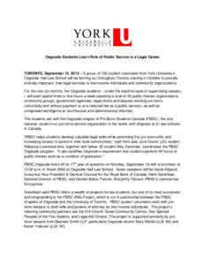 Pro bono / Law / Osgoode Hall Law School / York University / Osgoode Hall