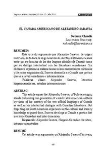 Segunda etapa - Volumen 15 - No[removed]Año[removed]El Canadá americano de Alejandro Saravia