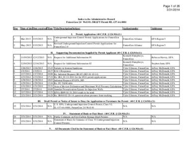 FutureGen Administrative Record Index Well 1