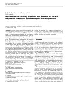 Climate Dynamics: 215–227 DOIs00382N. Rimbu Æ G. Lohmann Æ S. J. Lorenz Æ J. H. Kim R. R. Schneider