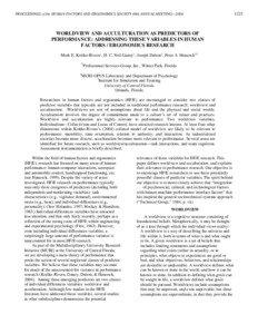 PROCEEDINGS of the HUMAN FACTORS AND ERGONOMICS SOCIETY 48th ANNUAL MEETING—2004  WORLDVIEW AND ACCULTURATION AS PREDICTORS OF