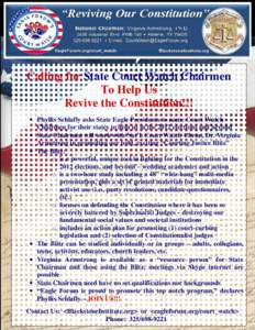 Calling for State Court Watch Chairmen To Help Us Revive the Constitution!!! • Phyllis Schlafly asks State Eagle Presidents to name Court Watch Chairmen for their states to help us in the 2012 elections and beyond • 