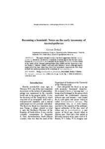 Przegląd Antropologiczny – Anthropological Review • Vol[removed]Becoming a hominid: Notes on the early taxonomy of