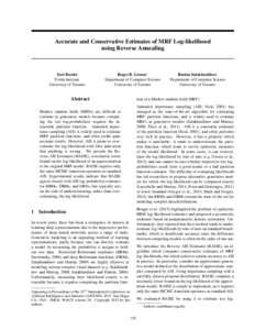 Accurate and Conservative Estimates of MRF Log-likelihood using Reverse Annealing Yuri Burda1 Fields Institute University of Toronto