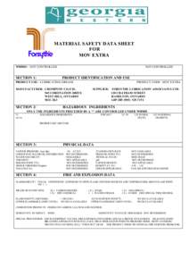 MATERIAL SAFETY DATA SHEET FOR MOV EXTRA WHMIS – NOT CONTROLLED  SECTION 1: