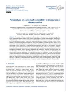 Earth Syst. Dynam., 7, 89–102, 2016 www.earth-syst-dynam.netdoi:esd © Author(sCC Attribution 3.0 License.  Perspectives on contextual vulnerability in discourses of