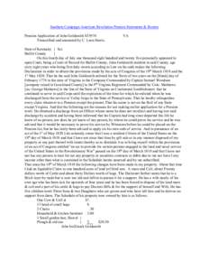 Southern Campaign American Revolution Pension Statements & Rosters Pension Application of John Goldsmith S35974 Transcribed and annotated by C. Leon Harris. VA