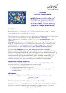 cultureQs Community Lab E4 Invitation