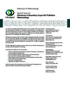 Advances in Meteorology Special Issue on Advances in Boundary-Layer/Air Pollution Meteorology  CALL FOR PAPERS