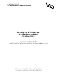Description & Finding Aid: Douglas Duncan Fonds  CA OTAG SC095