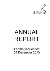 ANNUAL REPORT For the year ended 31 December 2010  2