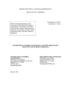 BEFORE THE PUBLIC UTILITIES COMMISSION OF THE STATE OF CALIFORNIA Order Instituting Rulemaking on the Commission‟s Own Motion to Conduct a Comprehensive Examination of Investor