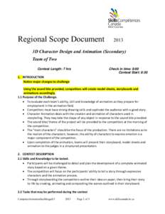 Regional Scope Document[removed]3D Character Design and Animation (Secondary) Team of Two