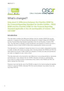 HELPSHEET 3  What’s changed? Help-sheet 3: Differences between the Charities SORP for the Financial Reporting Standard for Smaller Entities - FRSSE SORP and the Charities SORP for the Financial Reporting