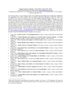 Engagé Contracts to Détroit – 2 June 1739 to 6 JunePart 8 Diane Wolford Sheppard, FCHSM member () Continued from January 2013, 51–55, April 2013, 112–116, July 2013, 147–151, Oc