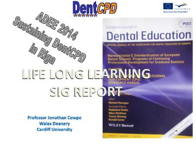 LIFE LONG LEARNING SIG REPORT Professor Jonathan Cowpe Wales Deanery Cardiff University
