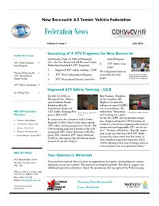 New Brunswick All Terrain Vehicle Federation  Federation News Volume 5, Issue 7  July 2010