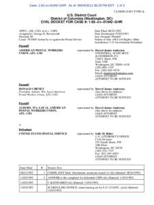 Case: 1:92-cv[removed]GHR As of: [removed]:29 PM EDT 1 of 2 CLOSED,JURY,TYPE−E U.S. District Court District of Columbia (Washington, DC) CIVIL DOCKET FOR CASE #: 1:92−cv−01942−GHR