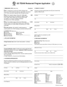 GO TEXAN Restaurant Program Application 1. MEMBERSHIP LEVEL (Select One) Annual Cost  5. PERSON TO CONTACT