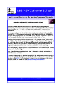 DBS-NSV customer bulletin Issue 9 February 2015