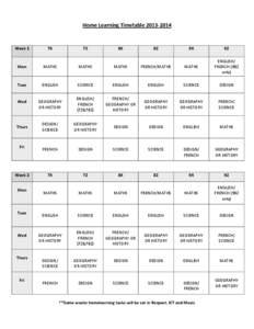 Home Learning Timetable[removed]Week 1 7X