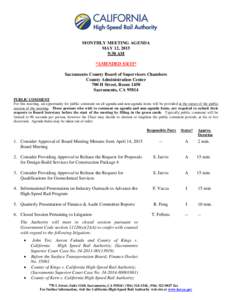 MONTHLY MEETING AGENDA MAY 12, 2015 9:30 AM *AMENDED* Sacramento County Board of Supervisors Chambers County Administration Center