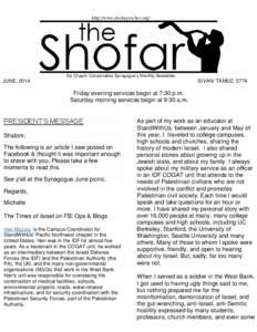 http://www.etzchayim-hsv.org/  Etz Chayim Conservative Synagogue’s Monthly Newsletter JUNE, 2014