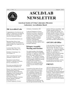 Vol. 6 No. 2  August 2000 ASCLD/LAB NEWSLETTER