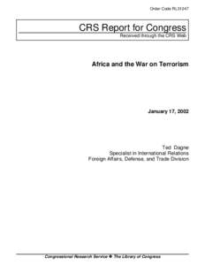 Order Code RL31247  CRS Report for Congress Received through the CRS Web  Africa and the War on Terrorism