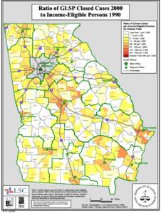 Ratio of GLSP Closed Cases 2000 to Income-Eligible Persons 1990 Fannin Dalton