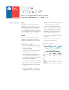 CUENTA PÚBLICA 2015 Dirección Regional de Magallanes  INSTITUTO NACIONAL DE ESTADÍSTICAS