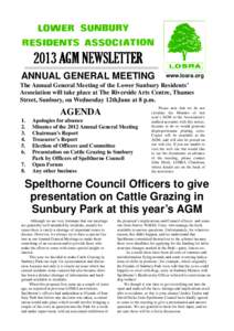2013 AGM NEWSLETTER ANNUAL GENERAL MEETING