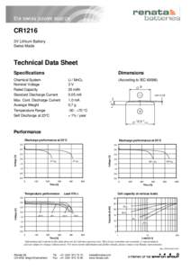 CR1216 3V Lithium Battery Swiss Made Technical Data Sheet Specifications