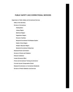 2011 Maryland State Budget - Volume II, Public Safety and Correctional Services