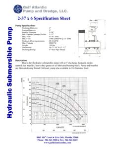 Hydraulic Submersible Pumpx 6 Specification Sheet Pump Specifications: Discharge Diameter: Suction Diameter: