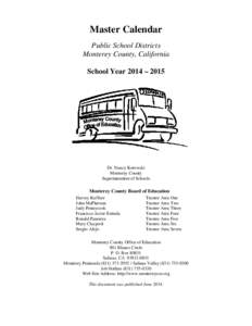 Master Calendar of the Public School Districts of Monterey County