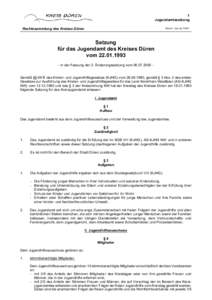 1 Jugendamtssatzung Rechtssammlung des Kreises Düren Stand: Januar 2001
