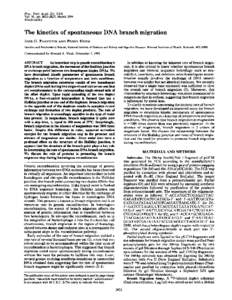 Proc. Nat!. Acad. Sci. USA  Vol. 91, pp, March 1994 Biochemistry  The kinetics of spontaneous DNA branch migration