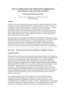 Decentralization / Fiscal imbalance / Liberalism / Federalism / Fiscal policy / Centralized government / Fiscal / Full fiscal autonomy for Scotland / Paul Bernd Spahn / Fiscal federalism / Public economics / Political philosophy