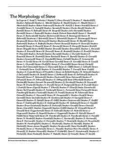 The Morphology of Steve by Eugenie C. Scott[*], Nicholas J. Matzke[*], Glenn Branch[*], Stephen T. Abedon[S][$], Stephen Addison[S] Stephen L. Adler[S] Stephen B. Aley[S] Stephen C. Alley[S] Steven I. Altschuler[S] Steph